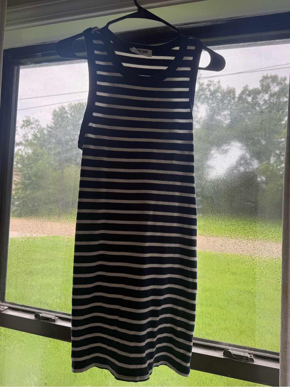 Double Zero Navy and White Striped Midi Tank Dress